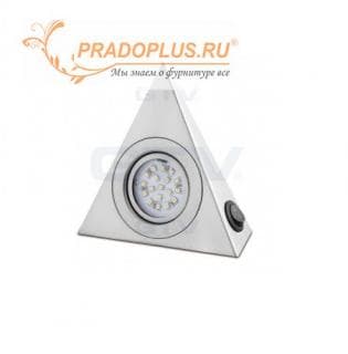 Светодиодный светильник уголок инокс, 12v, 1w, 18 св. диодов  холодный свет LD-OPT60S-51 с выкл.