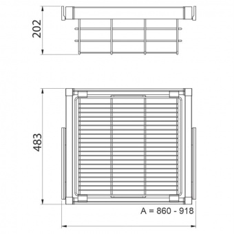 Корзина для белья для внутренней ширины базы 860-918мм с доводчиком, цвет графит