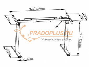 Электрическая регулируемая рама для стола с 1 мотором, подъемный вес 50кг, цвет серый