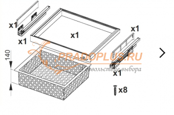 Корзина-сетка для белья для внутренней ширины базы 864-884мм с доводчиком, серый жемчуг